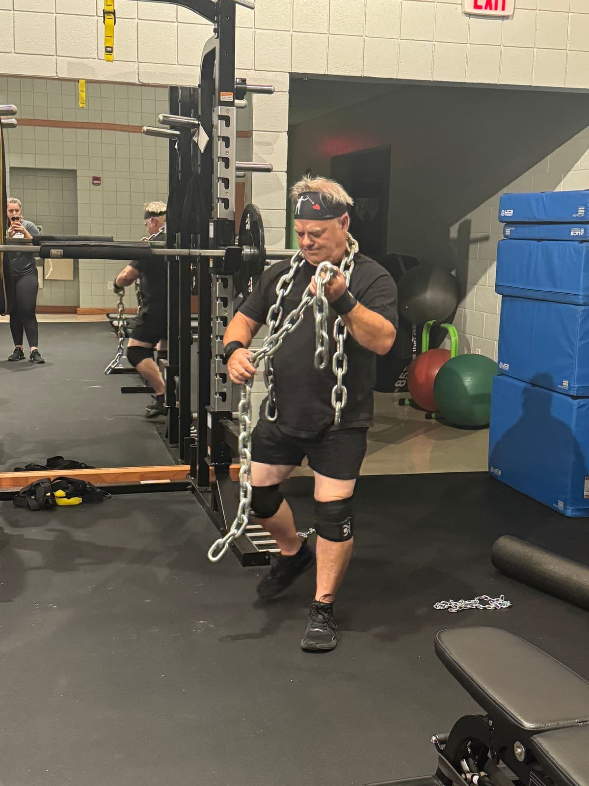 Heavy chain-drag conditioning work at The Shred Shed